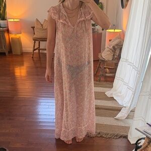 Vintage Pink Floral Maxi Dress